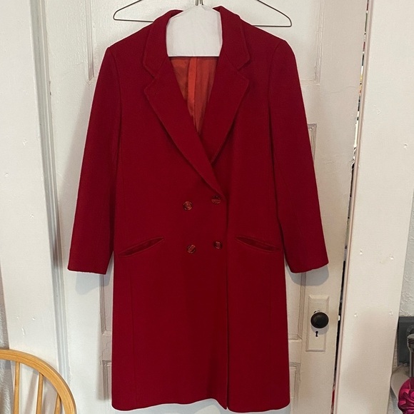 None Jackets & Blazers - USA Made! Rare Red Double-Breasted Women's wool coat